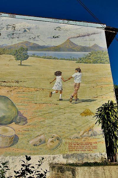 One of the many murals around Leon.  This one tells the story of the revolution, and all of the horrors.  The final bit of the mural shows a happy ending.