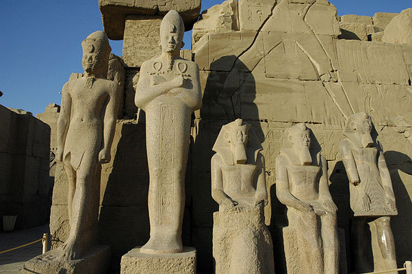 Statues at the temple of Karnak in Luxor.