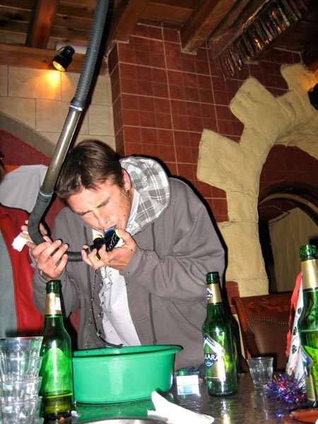 Andy drinking from the 'Rum Slut'.  Photo credits to Kjeld and Elvira.