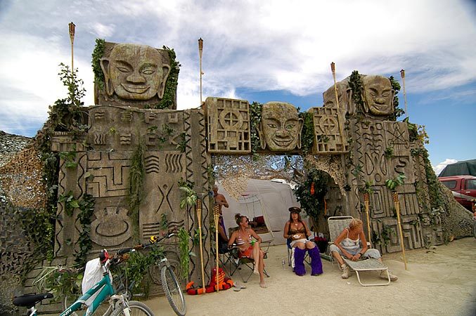 Some of our neighbor made an amazing recreation of the Bayon temple from Angkor Wat in Cambodia.