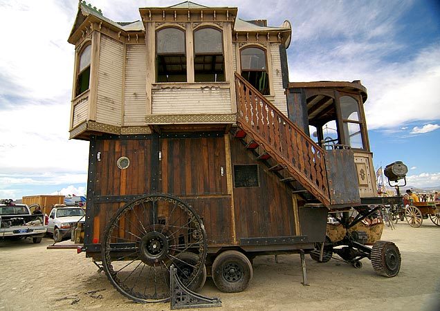 My favorite art car - a gorgeous 2 story victorian put on wheels.