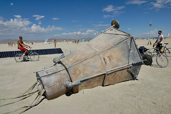 Art - a crashed space capsule which landed on the playa.