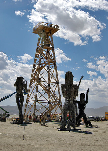 This oil rig was the largest art ever installed at Burning Man, and it was destroyed in the largest explosion ever at Burning Man.