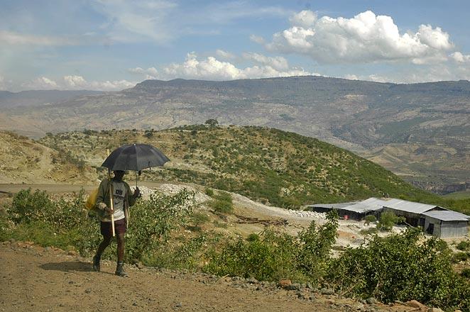 In much of the world it's common for people (usually women, sometimes men) to carry umbrellas to ward off the sun.