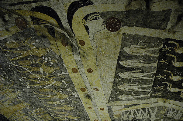 Wonderful ceiling painting of the goddess Nut in the tomb of Ramses IX.