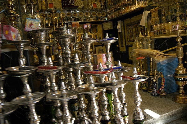 A sheesha shop in the market in Cairo.
