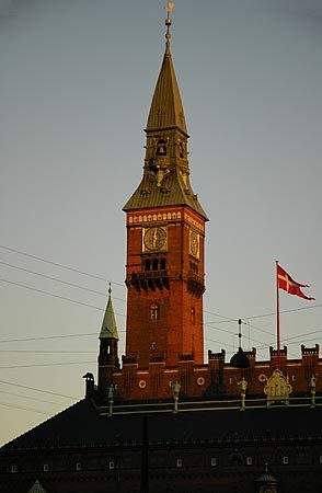 The Copenhagen Town Hall in downtown Copenhagen