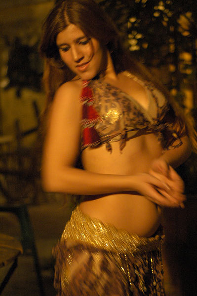 And Andrea putting on a showing in full costume at the Dahab Hotel.