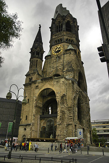 The Kaiser Wilhelm Gedachtniskirche Church, left as a reminder of WWII.