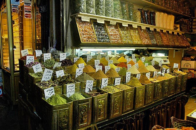 Spices for sale in the Damascus Souk.