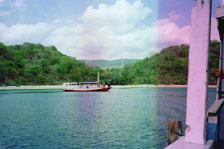 Twin of the boat that we lived on for 5 days.  The film got wet causing the strange effects on this roll of film.