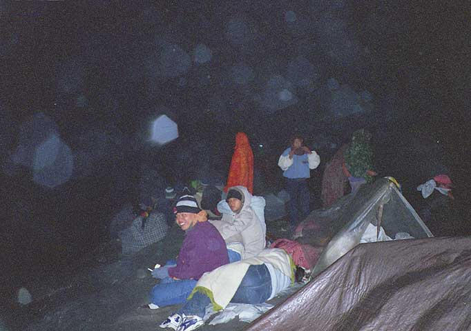 People camped on the rim of Mt. Bromo waiting for dawn of 'Mt. Bromo Day'.  With all of the sulfur fumes and ash I had trouble spending 20 minutes up there.  I don't know how they managed the night.