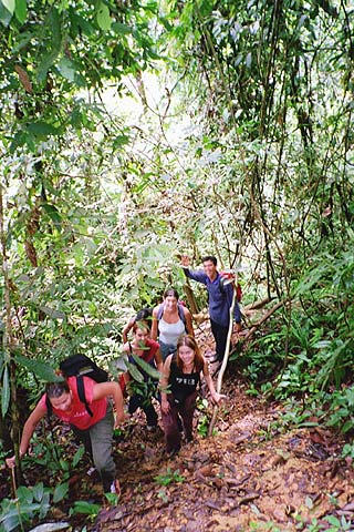 Climbing up one of many hills.