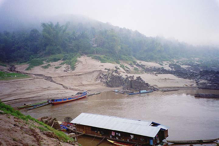 The foggy banks on the Mekong.
